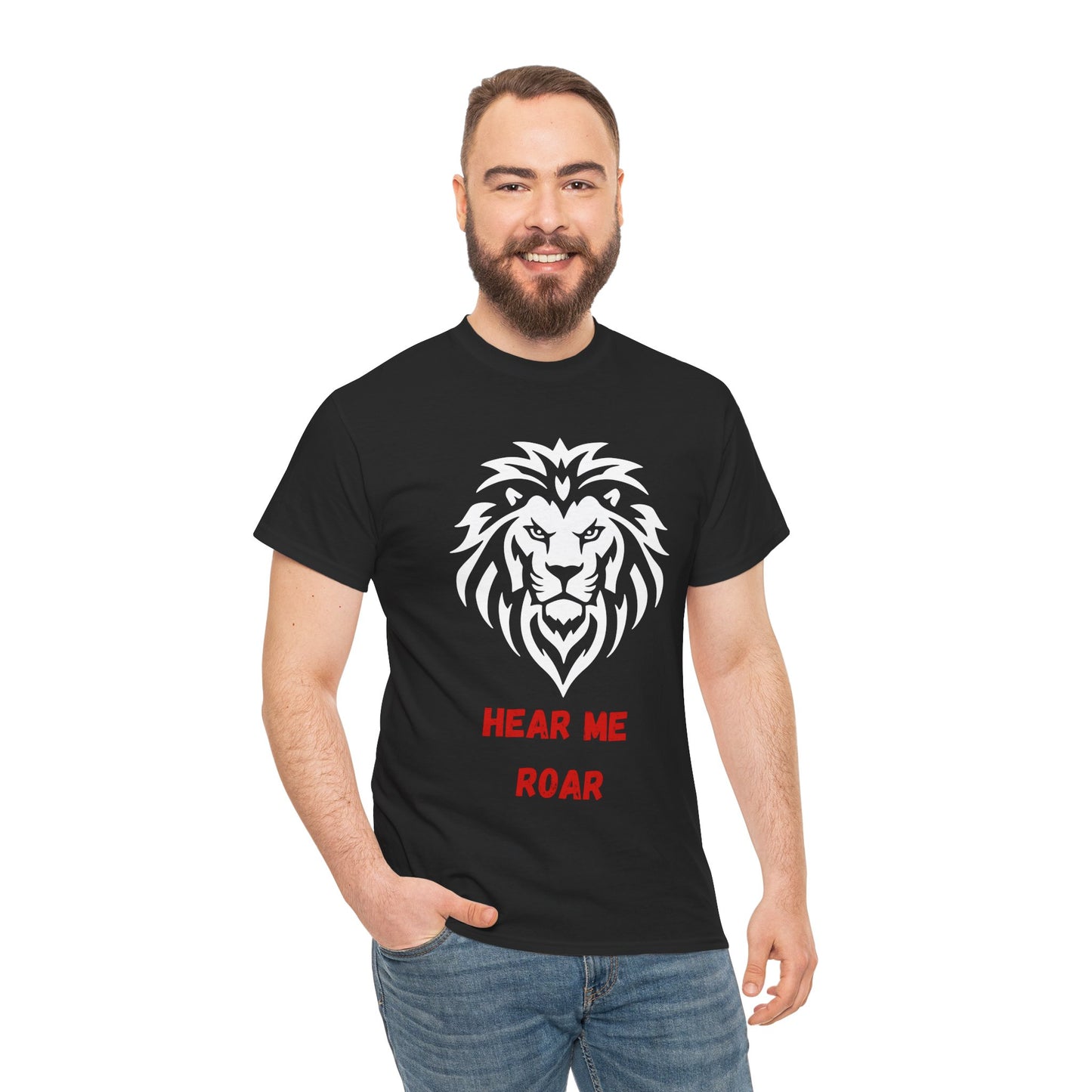 Hear me Roar T-Shirt, Bright, vibrant, make a statement t-shirt. This is for the bold, certain, animal lover, who adores a cat. Full with paw on the rear. Wildlife.