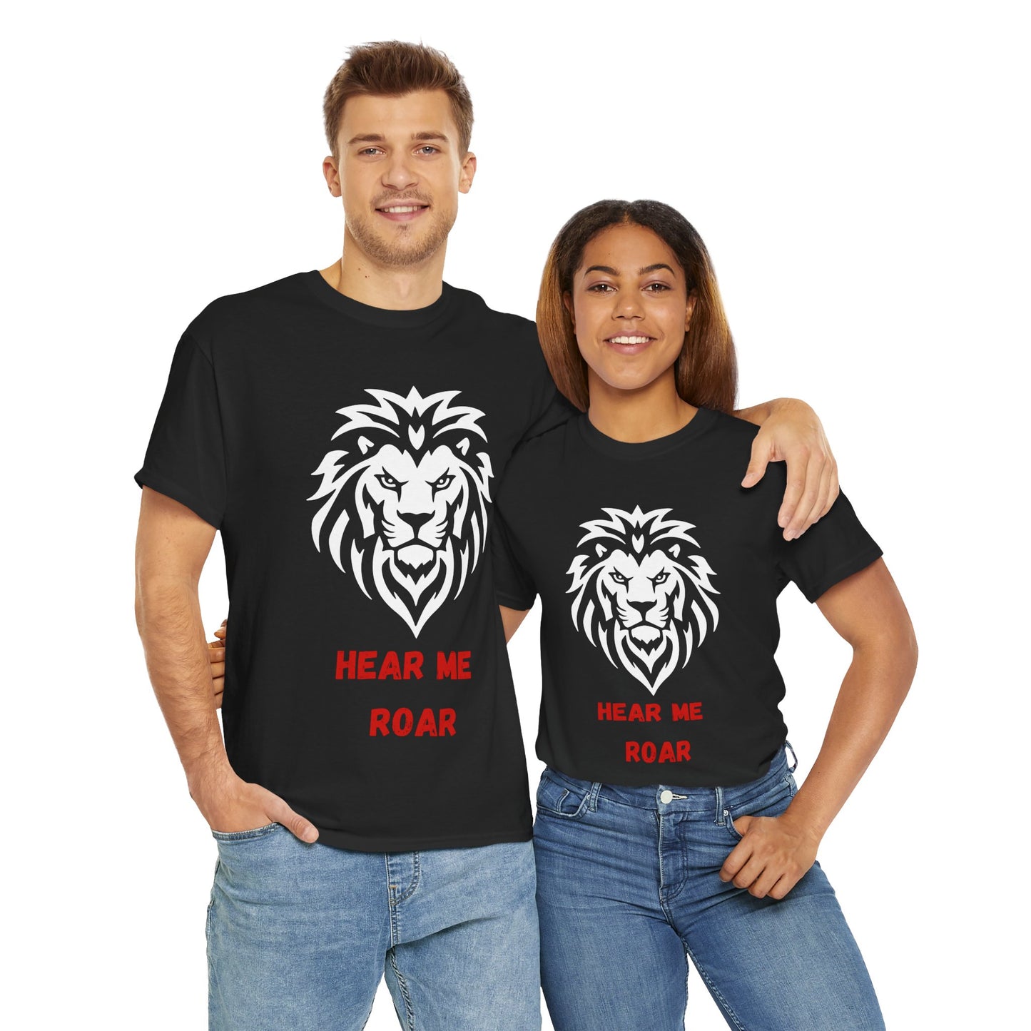 Hear me Roar T-Shirt, Bright, vibrant, make a statement t-shirt. This is for the bold, certain, animal lover, who adores a cat. Full with paw on the rear. Wildlife.