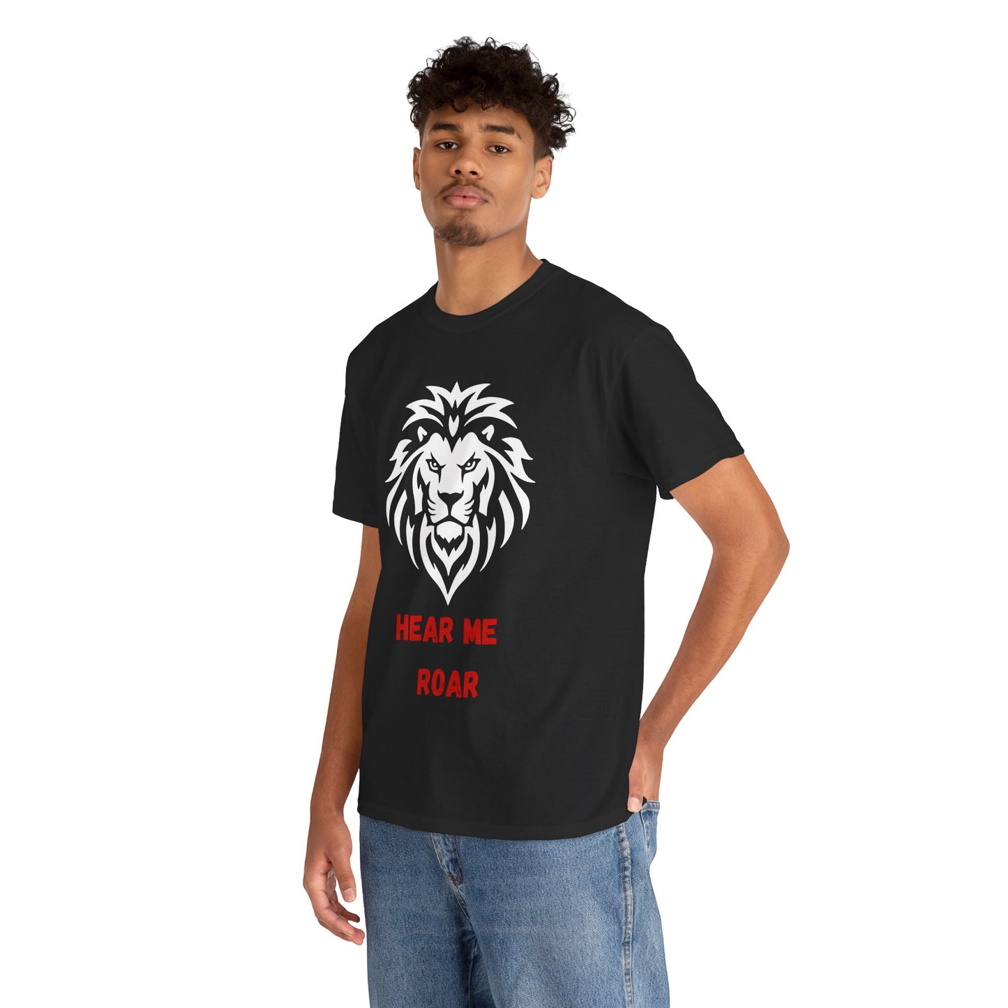 Hear me Roar T-Shirt, Bright, vibrant, make a statement t-shirt. This is for the bold, certain, animal lover, who adores a cat. Full with paw on the rear. Wildlife.
