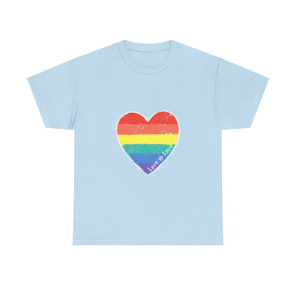 Unisex Heavy Cotton Tee - Love Is Love Rainbow Heart