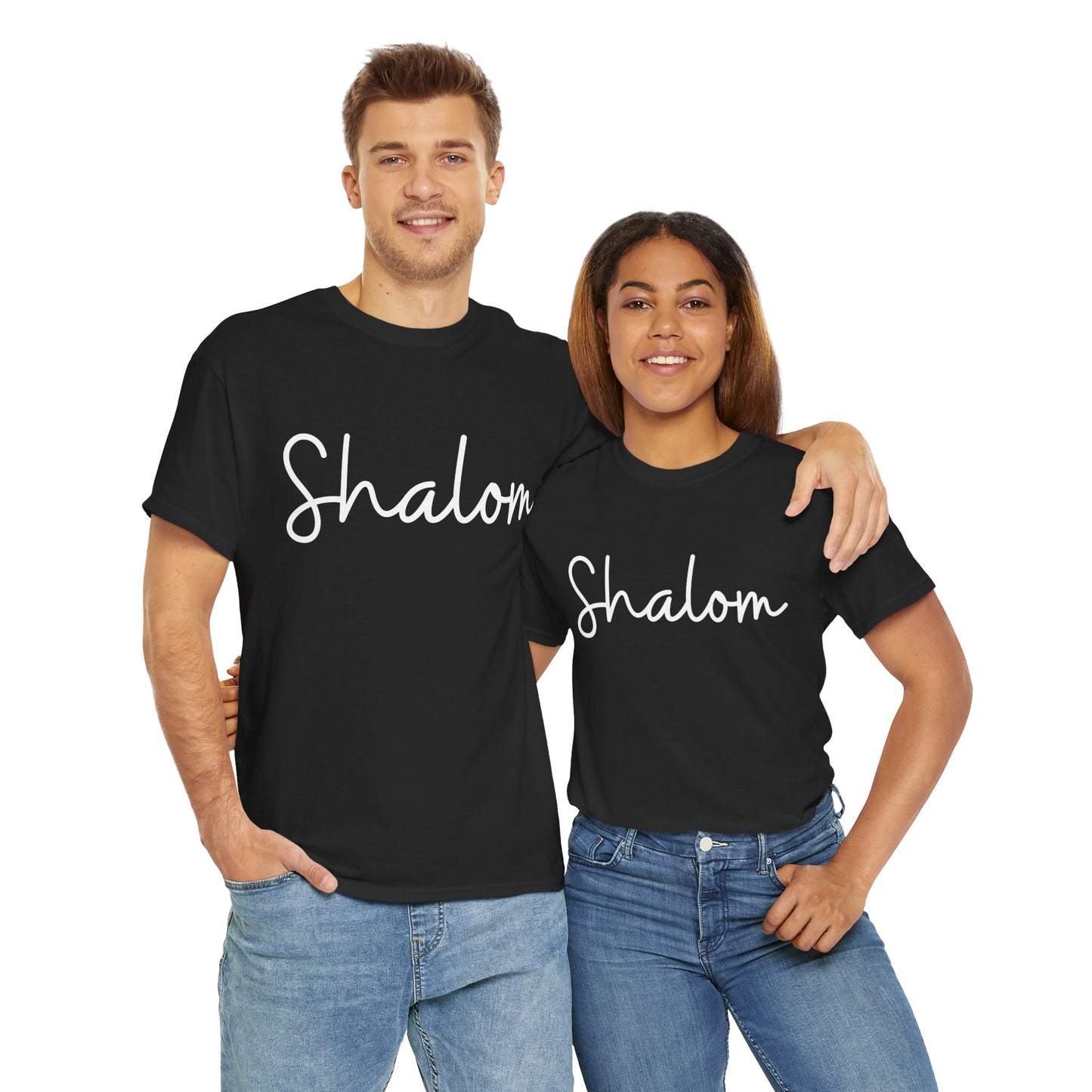"Shalom" & "Shalom" (Hebrew Greetings) Unisex Heavy Cotton Tee
