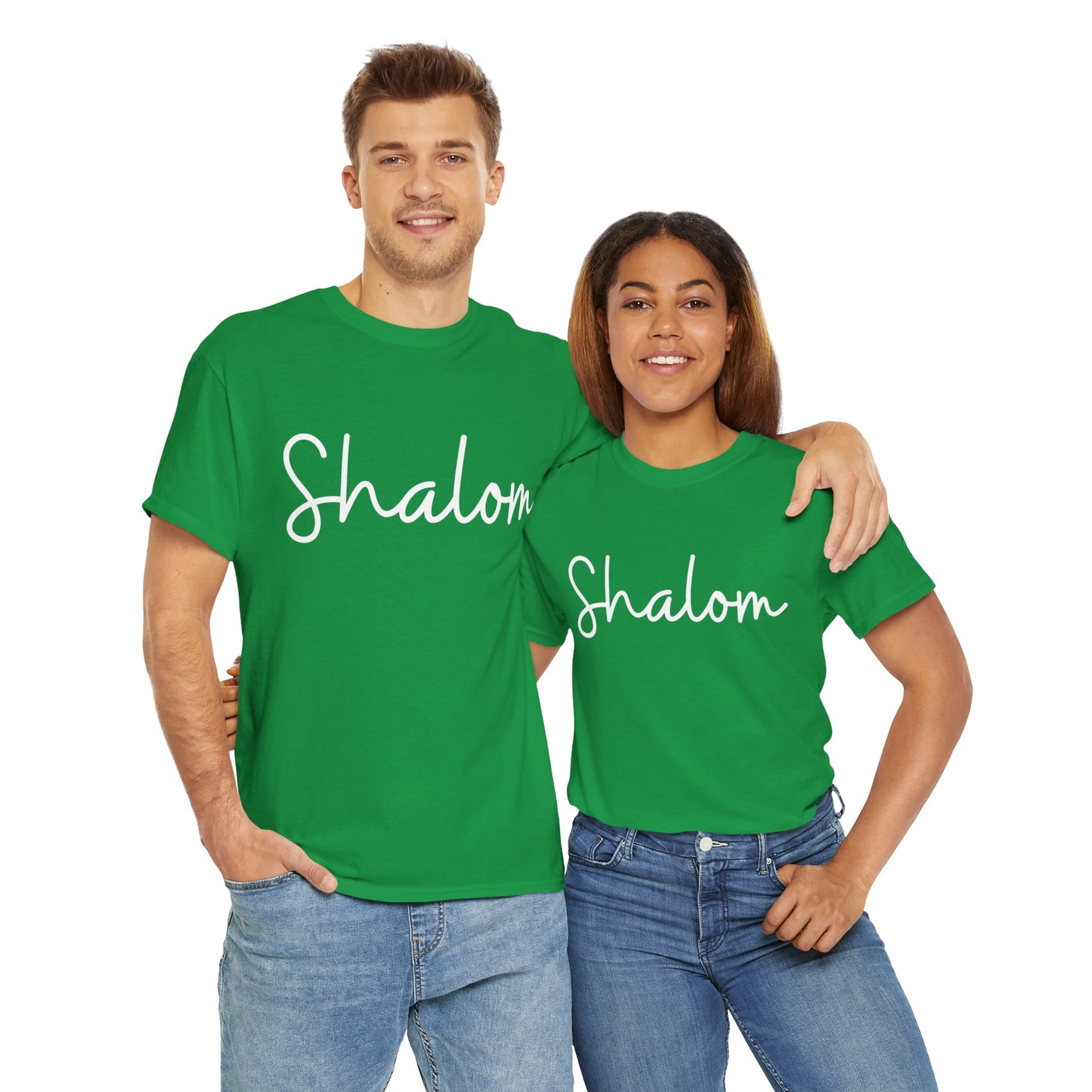 "Shalom" & "Shalom" (Hebrew Greetings) Unisex Heavy Cotton Tee