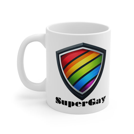 Super Gay Super Hero Badge Mug