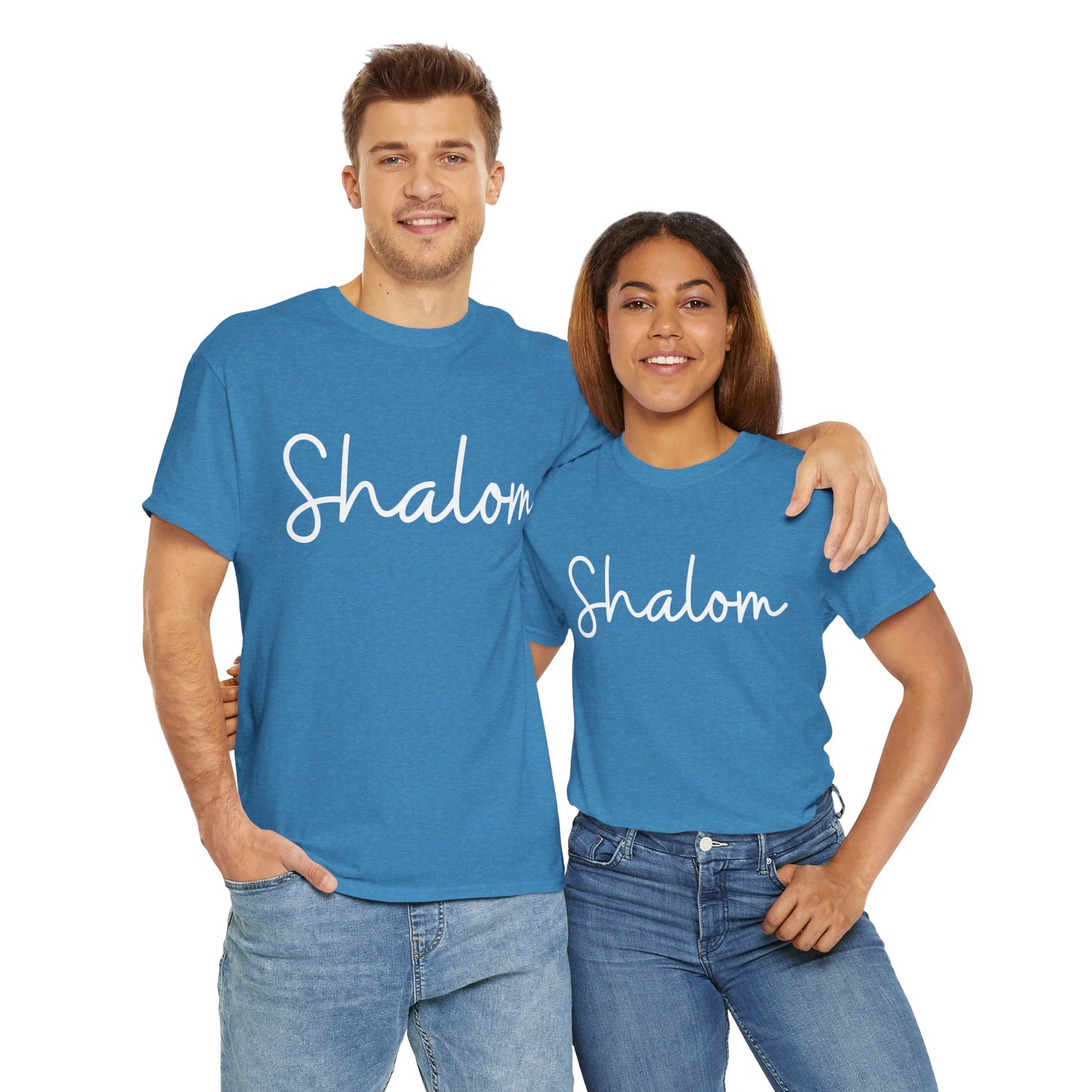 "Shalom" & "Shalom" (Hebrew Greetings) Unisex Heavy Cotton Tee