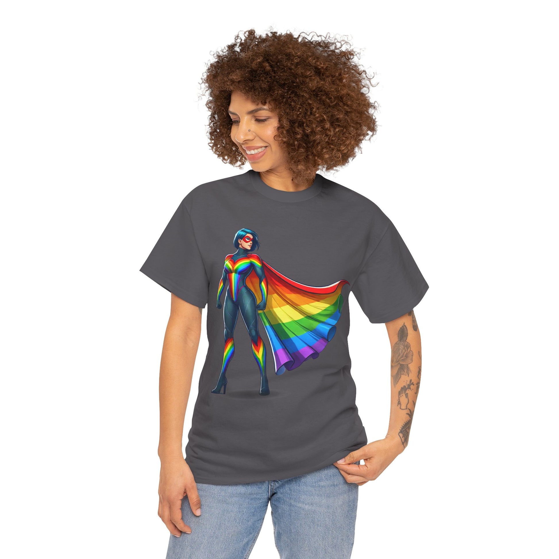 Super Gay Unisex T-Shirt by Unapologetically You featuring exclusive Zankie Creative design; bold LGBTQ+ pride apparel perfect for Pride Month, everyday wear, and celebrating queer identity.