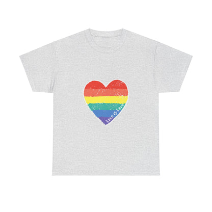 Unisex Heavy Cotton Tee - Love Is Love Rainbow Heart